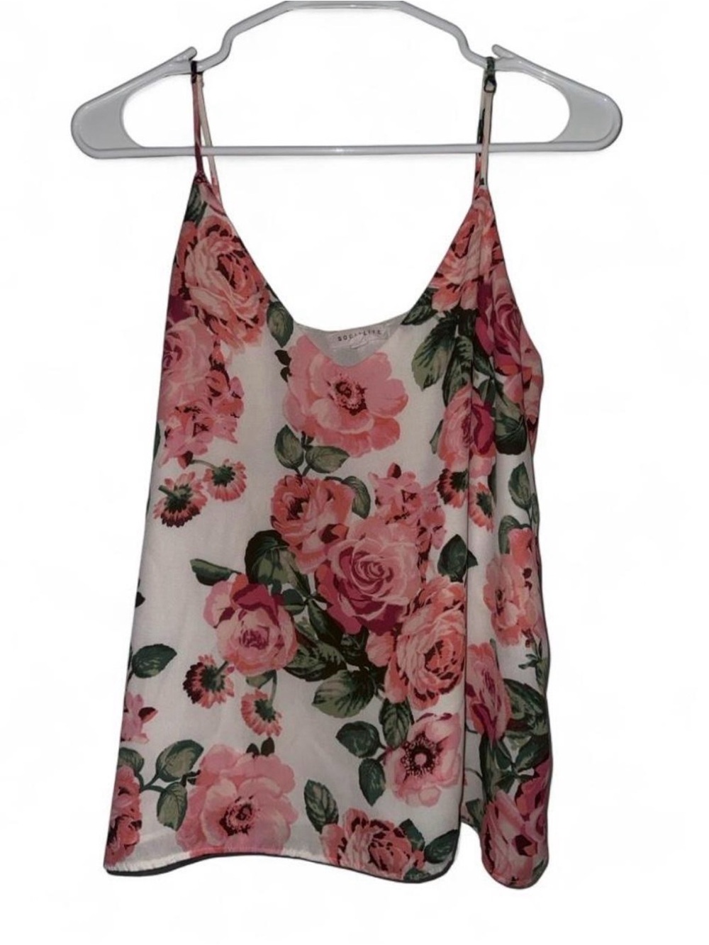 Socialite Pink Floral Spaghetti Strap Tank